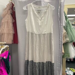Joie White and Gray Maxi Dress